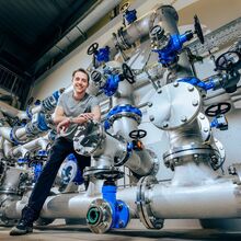 Leitungssystem im Wasserwerk für Roh-, Trink- und Spülwasser